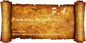 Pankotai Arikán névjegykártya